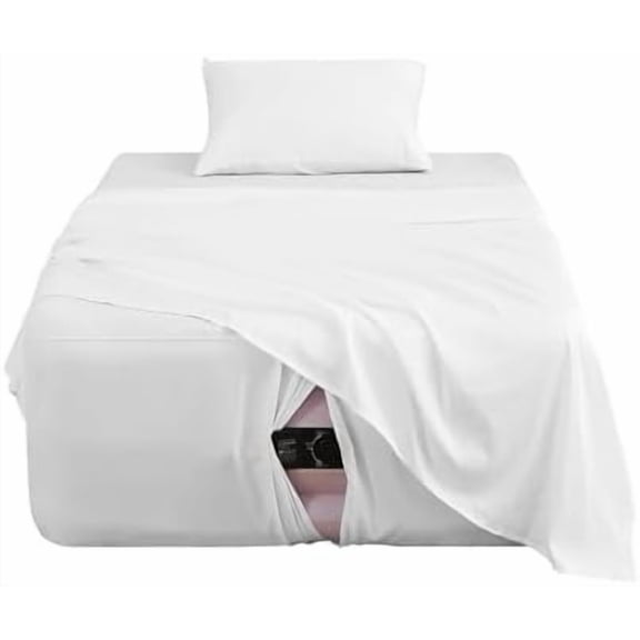 Extra Deep Pocket Twin Sheet Set for Air Mattress, 3 Piece Air Bed Sheets Set with 18-24 Inches Depth, Soft & Breathable Inflatable Bed Sheet Set with Flat Sheet, Fitted Sheet and Pillowcase, White