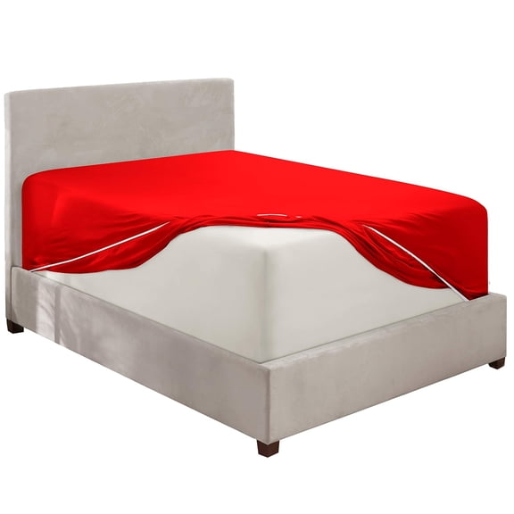 Extra Deep Pocket Twin XL Fitted Sheet - Fits 18 to 24 Inch Mattress Ultra Soft 1800 Microfiber, Wrinkle-Free & Breathable Hotel Luxury Fitted Sheet Only, Red