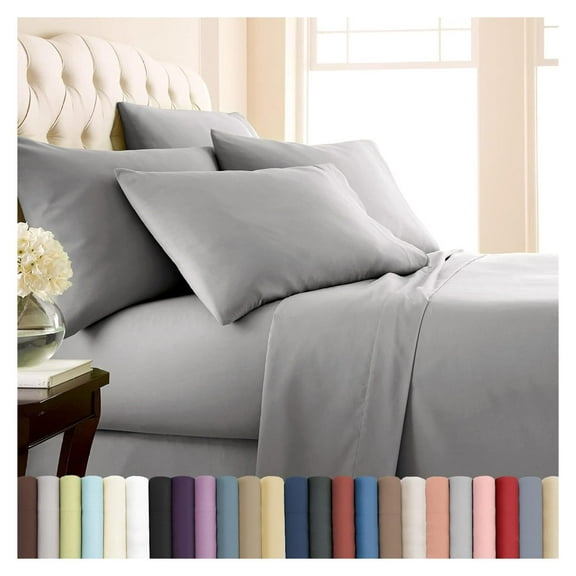 Extra Deep Pocket Twin XL Sheets Set, 4-Piece Soft Microfiber Gray Bed Sheets with 21" Deep Twin XL Fitted Sheet, Oversize Flat Sheet, 2 Pillowcases, Grey