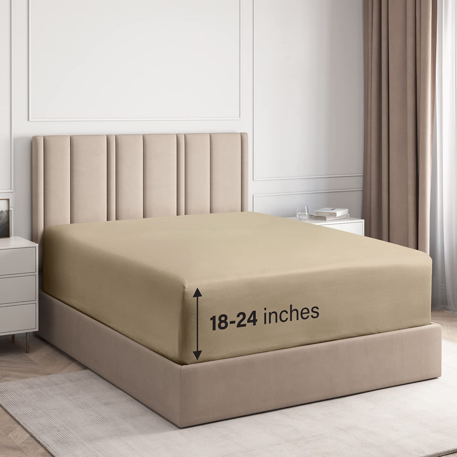 Queen Cream Cotton Polyester Deep Pocket Fitted Sheet Set