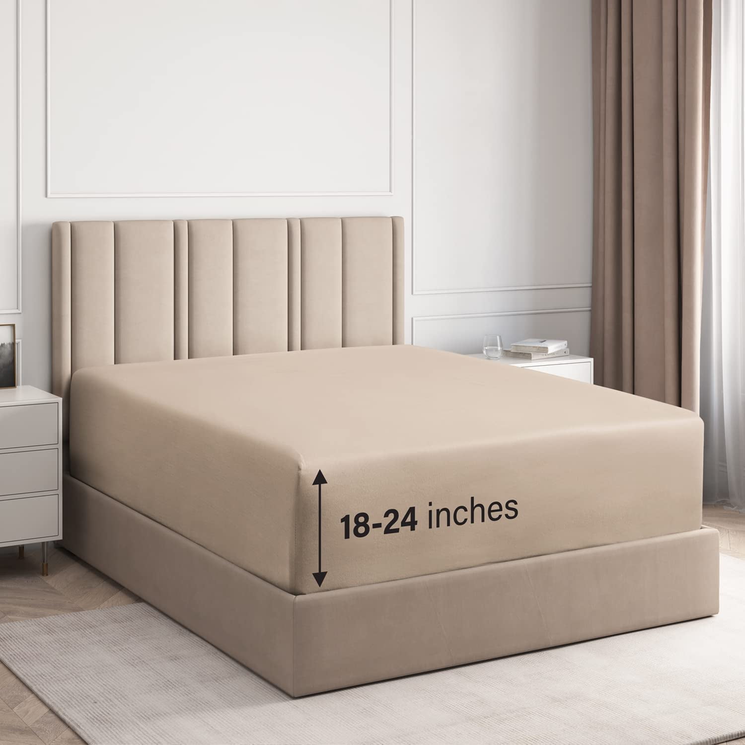 Queen Cream Cotton Polyester Deep Pocket Fitted Sheet Set