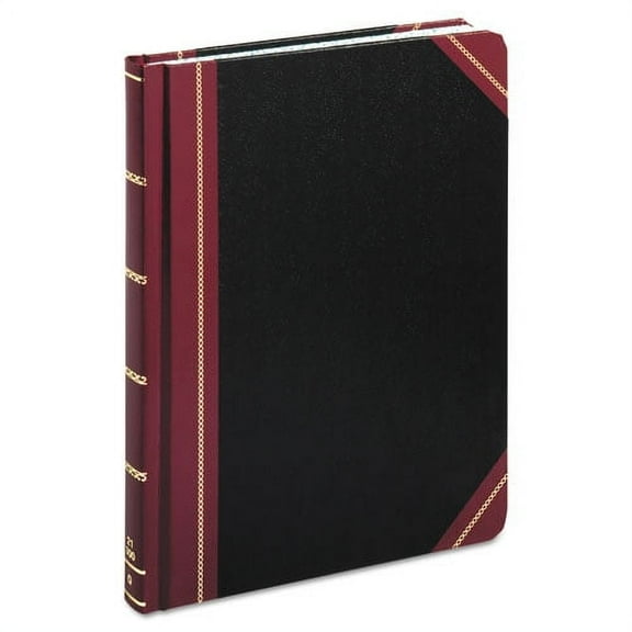 Extra-Durable Bound Book, Single-Page Record-Rule Format, Black/maroon/gold Cover, 10.13 X 7.78 Shee | Bundle of 2