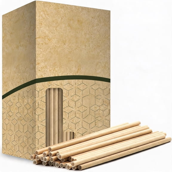 Extra Durable Brown Biodegradable Paper Straws 7.7 Inch 300 Count