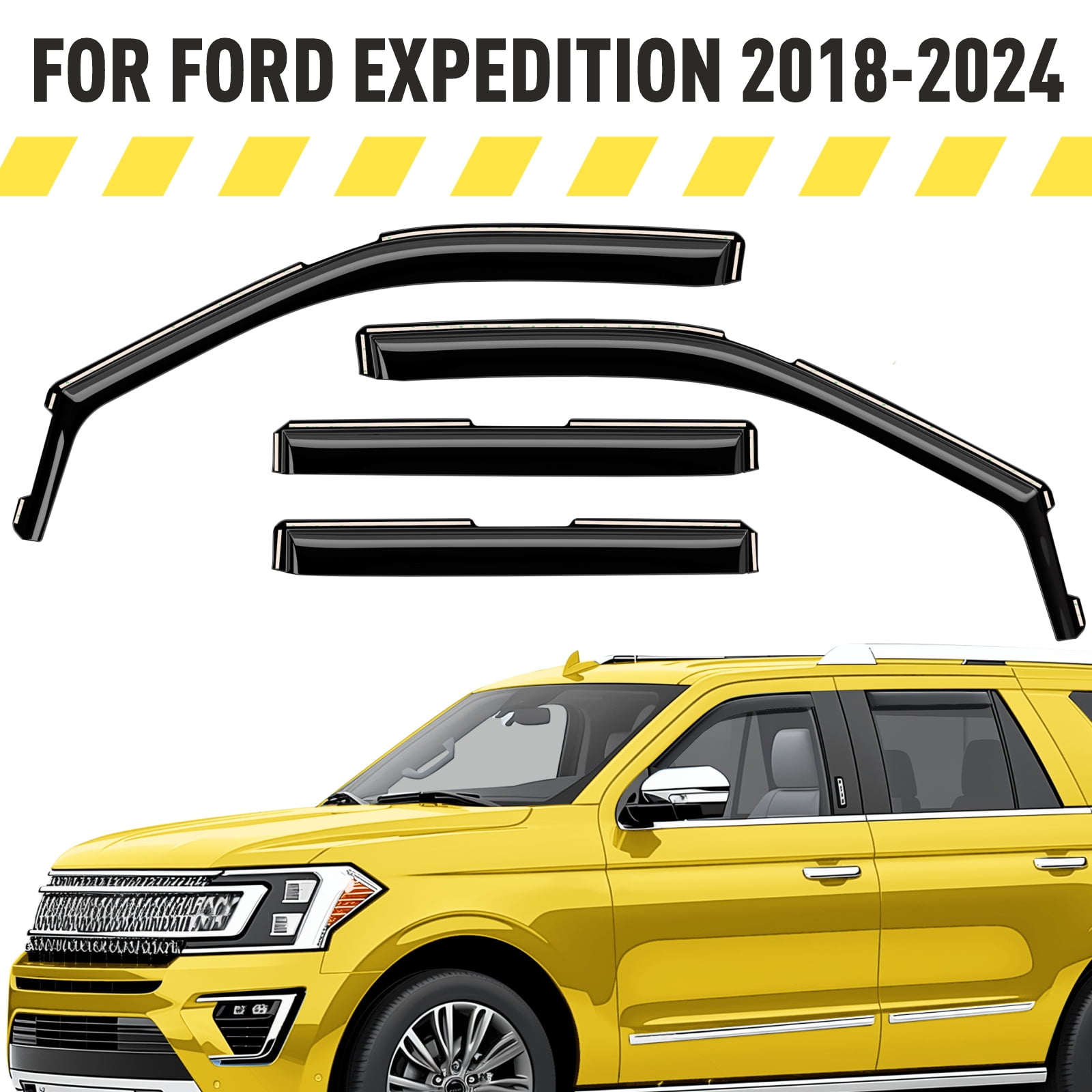 Extra Durable Window Deflectors In-Channel Window Visors Rain Guards Fit for Ford Expedition 2018-2024, Sun Visors, Wind Vent Visors, vent shades, Exterior Car Accessories - 4 pcs. AG0800
