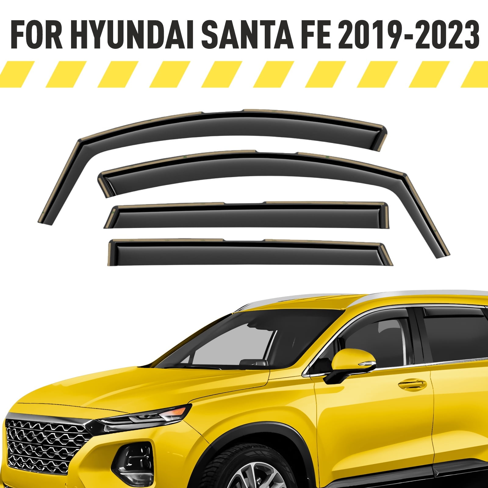 Extra Durable Window Deflectors In-Channel Window Visors Rain Guards Fit for Hyundai Santa Fe 2019-2023, Sun Visors, Wind Deflectors, Vent Visors, Car Accessories - 4pcs. AG0728