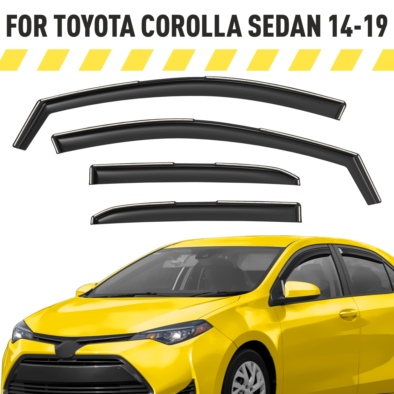 Extra Durable Window Deflectors In-Channel Window Visors Rain Guards Fit for Toyota Corolla 2014-2019 Sedan, Sun Visors, Wind Vent Visors, Window vent shades, Exterior Car Accessories - 4 pcs. AG0669