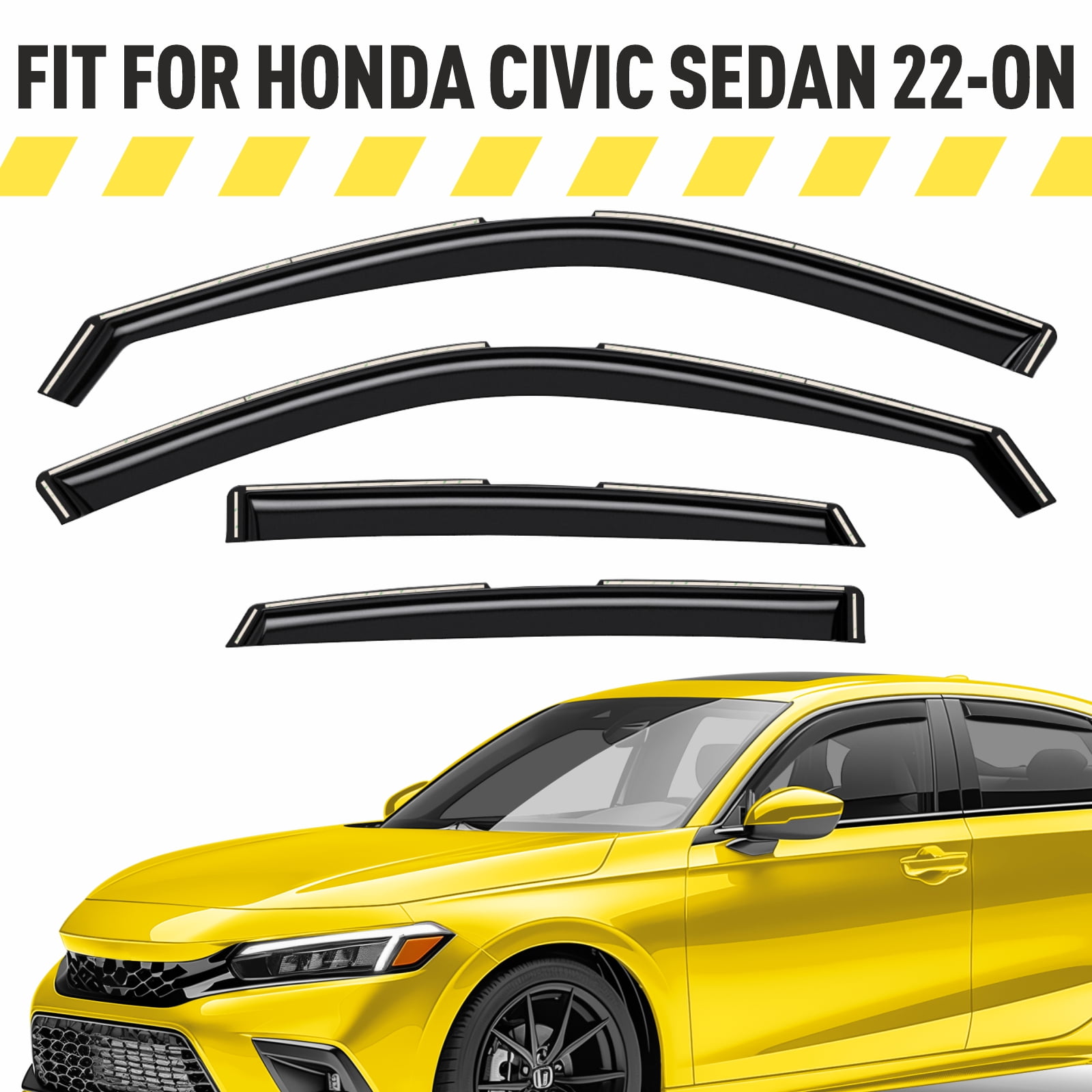 Extra Durable Window Deflectors in-Channel Window Visors Rain Guards Fit for Honda Civic 2022-2026 Sedan, Sun Visors, Wind VentVisors, Vent Shades, Exterior Car Accessories - 4 pcs. AG0834