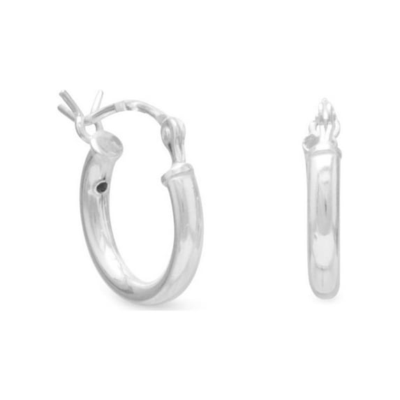Extra Extra Small 2mm Round Tube Sterling Silver Hoop Earrings