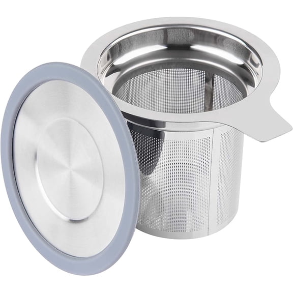 Extra Fine Mesh Tea Infuser/Strainer, Stainless Steel Loose Leaf Tea Steeper/Diffuser with Large Capacity Basket and Lid, Fits Teapots, Mugs, Cups