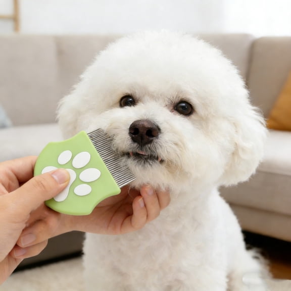 Extra Fine Stainless Steel Dog Eye Comb,Professional Eye Comb for Pets,Portable Eye Gunk Removal Grooming Tool,Tear Stain Remover Comb for Dogs,Compact & Portable,Gentle Round-Head Grooming Tool