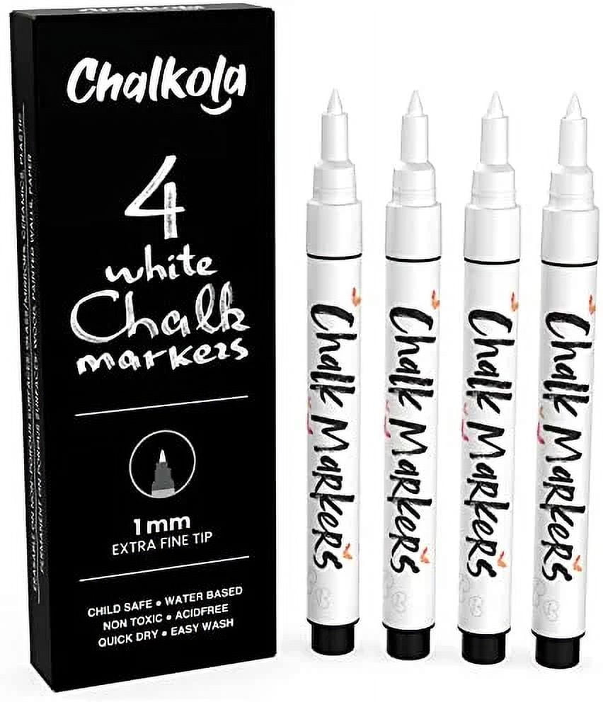 Extra Fine Tip Metallic Chalk Markers (10 Pack, 1mm) Liquid Chalk Pens -  For Blackboards, Chalkboard, Bistro Menu, Window - Wet Wipe Erasable 