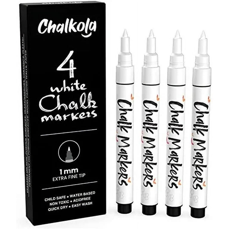  White Liquid Chalk Markers Erasable - 2PK 3mm Fine Tip Chalk  Markers Chalk Pens - Chalkboard Markers Bistro Chalk Marker Glass Window  Markers - Glass Board Markers - Erasable Chalk