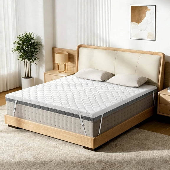 Extra Firm Flippable Mattress Topper, 4-Inch High-Density Support Pad with Removable Cover, King Size (80" x 76")