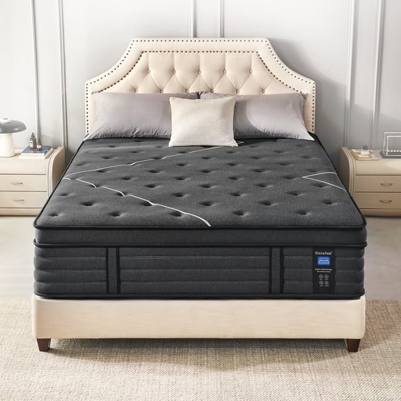 Extra Firm Full Mattress, 14 Inch Full Size Mattress, Hybrid Mattress in a Box with Foam Encased Edge Line, Firm Edge Support, Cooling Sleep & Pressure Relief, with Motion Isolation