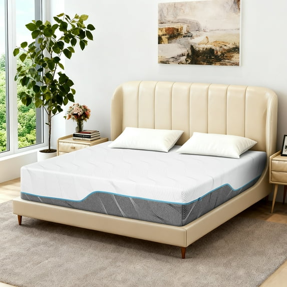 Extra Firm King Memory Foam Mattress, 12 Inch Dual-Sided Flippable Design for Back Pain Relief, CertiPUR-US Certified