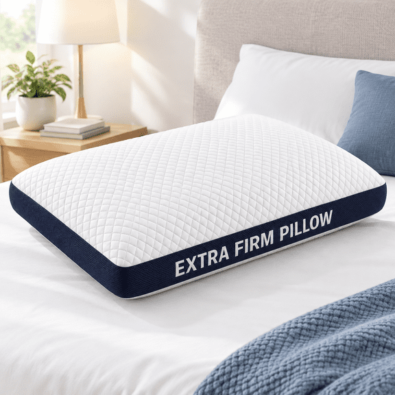 Extra Firm Memory Foam Pillow for Side Sleepers, Neck Alignment, Washable Cover