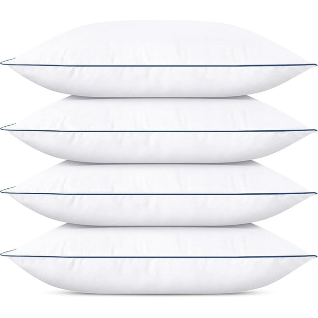 Extra Flat Soft Thin Pillows Standard Size Set of 4 Pack Bed Pillow