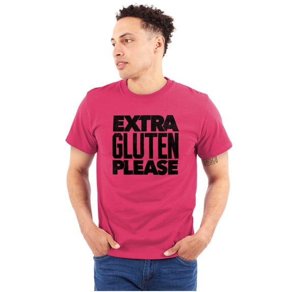 Extra Gluten Please Foodie Love Carbs Men's Graphic T Shirt Tees Brisco Brands X
