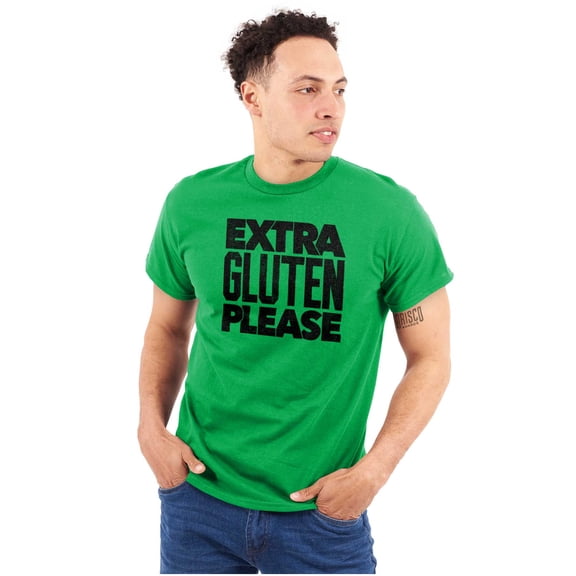 Extra Gluten Please Foodie Love Carbs Plus Size Crewneck Graphic Tee Shirt Brisco Brands 3X