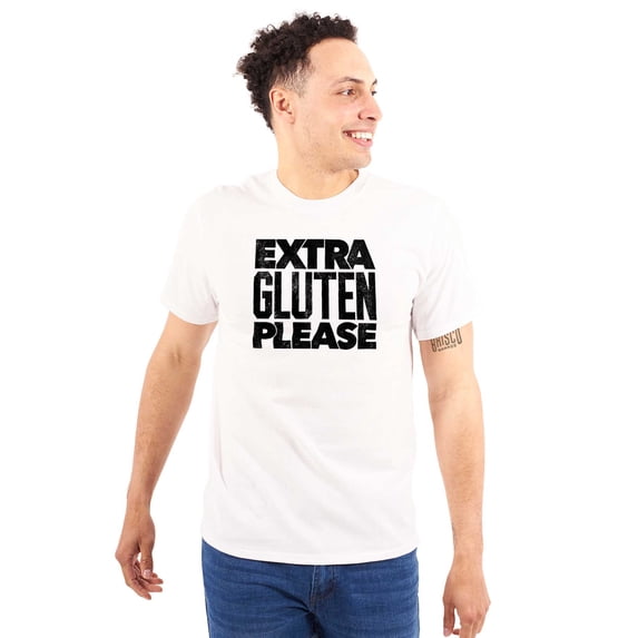 Extra Gluten Please Foodie Love Carbs Plus Size Crewneck Graphic Tee Shirt Brisco Brands 5X