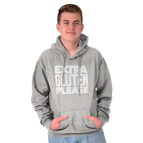 Extra Gluten Please Foodie Love Carbs Unisex Plus Fleece Graphic Hoodie Brisco Brands 3X