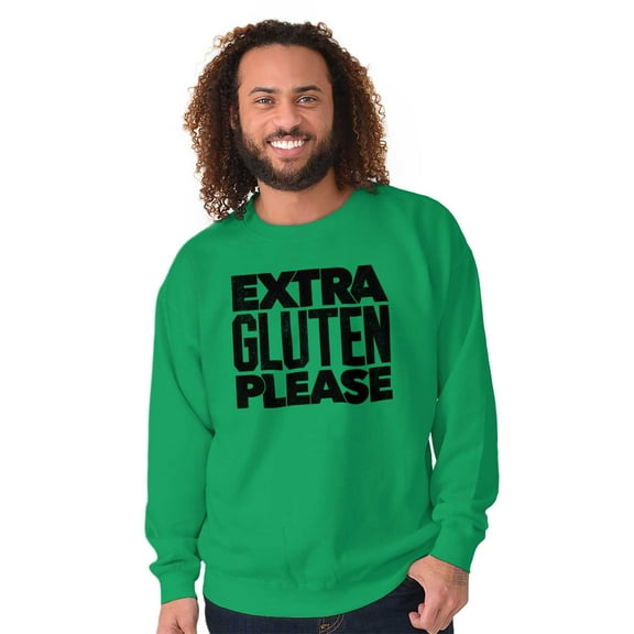 Extra Gluten Please Foodie Love Carbs Unisex Plus Fleece Graphic Sweatshirt Brisco Brands 3X