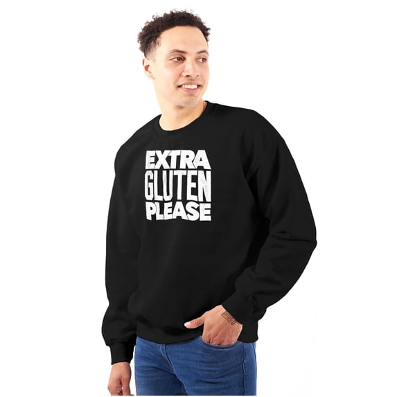 Extra Gluten Please Foodie Love Carbs Unisex Plus Fleece Graphic Sweatshirt Brisco Brands 5X