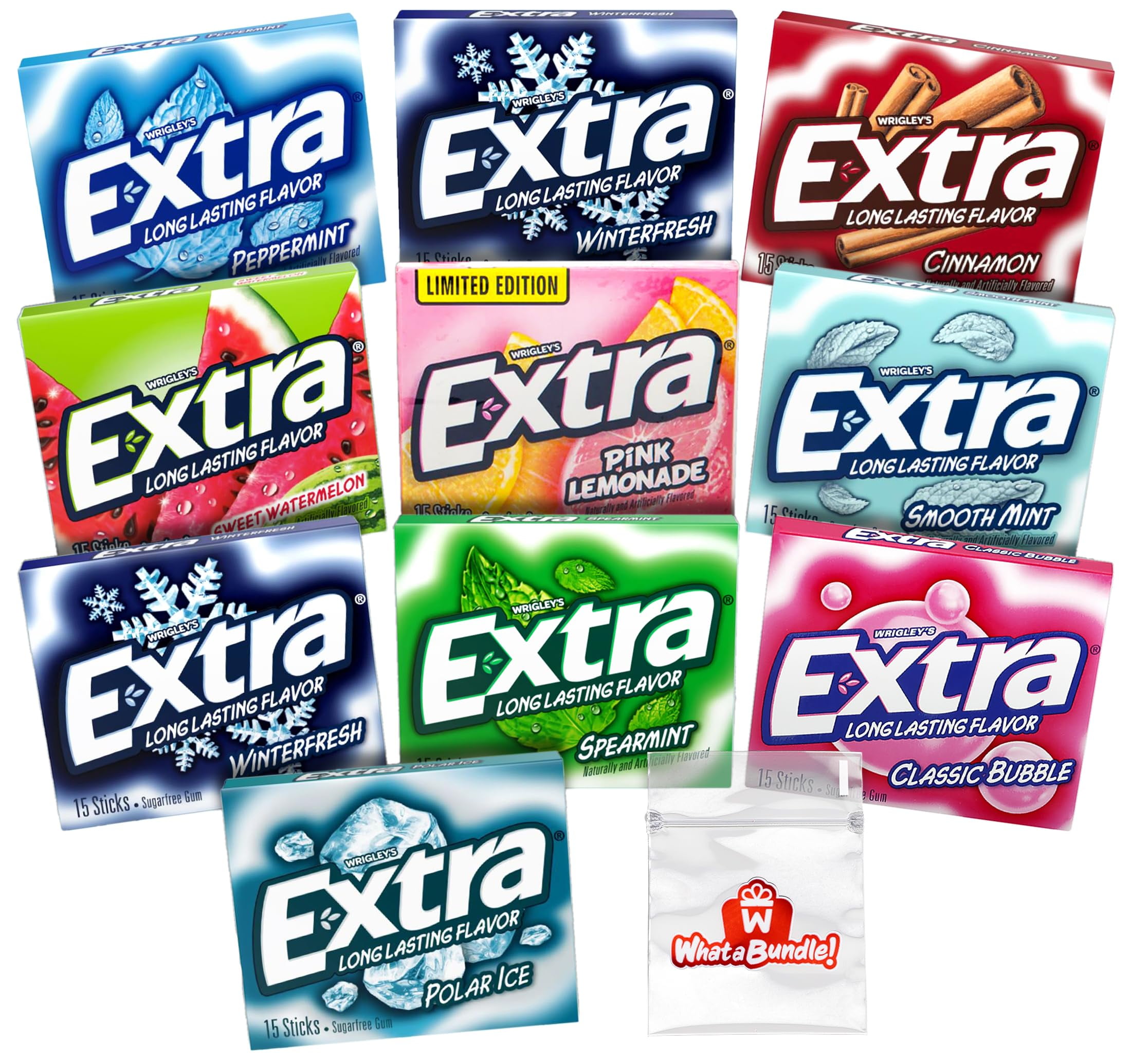 Extra Gum Variety Pack of 9 Flavors Extra Gum Bulk Pack of 10 Packs Extra Gum Variety Pack of 9 Flavors Extra Gum Bulk Pack of 10 Packs