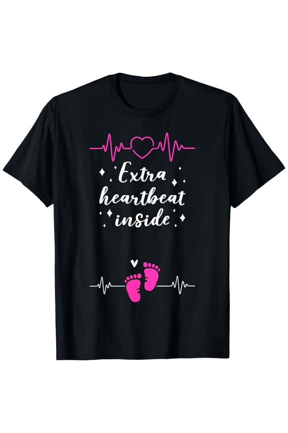 Extra Heartbeat Inside, Expecting Mom To Be Pregnancy Reveal T-Shirt