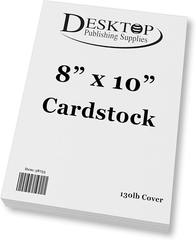 Extra Heavy Duty 130lb Cover Cardstock 8" x 10" Bright White 350gsm