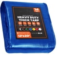 thumbnail image 1 of Extra Heavy Duty 14 Mil Tarp Cover, Waterproof, UV Resistant, Rip and Tear Proof, Poly Tarpaulin with Reinforced Edges for Roof, Camping, Patio, Pool, Boat (Blue 12′ X 20′), 1 of 5