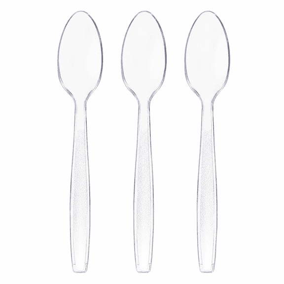 Extra Heavy Duty Plastic Spoons, 7.1" Premium Clear Plastic Spoons Bulk, BPA-Free & Heat Resistant, Solid and Sturdy Disposable Spoons for Parties Supply, Events and Daily Use