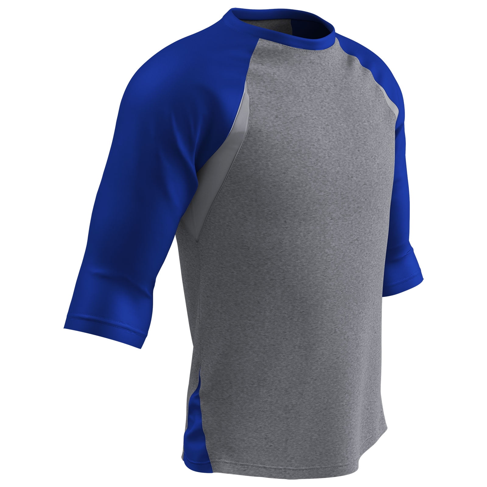 Extra Innings 3/4 Sleeve Baseball Shirt, Youth Small, Grey with Royal Sleeves
