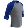 thumbnail image 1 of Extra Innings 3/4 Sleeve Baseball Shirt, Youth Small, Grey with Royal Sleeves, 1 of 1