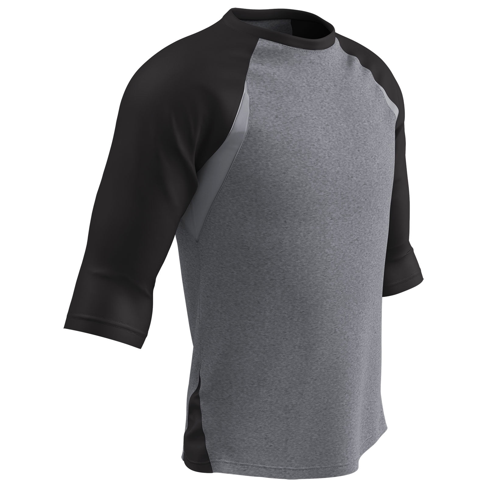 Extra Innings 3/4 Sleeve Baseball Shirt, Youth X-Large, Grey with Black Sleeves
