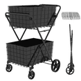 thumbnail image 1 of Extra Jumbo Shopping Cart,2 Layers Grocery Cart on Wheels, Foldable Utility Shopping Carts with Double Basket and 360° Rolling Swivel Wheels, 1 of 9
