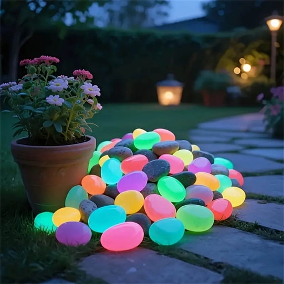 Extra Large 1.8" Glow in the Dark Stones, Garden Landscape Pathway Lights, Luminous Pebbles for Fish Tank, Outdoor Yard Decor, Night Light Rocks, Glow Stone Gravel, Decorative Illuminated Stones