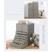 Extra Large 10-Layer Jewelry Box Organizer with Drawers – Faux Leather Holder for Earrings, Rings, Necklaces Women’s Storage Case