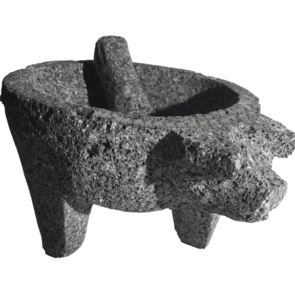 Extra Large 10" Manual Guacamole Maker Volcanic Stone Molcajete Mortar & Pestle