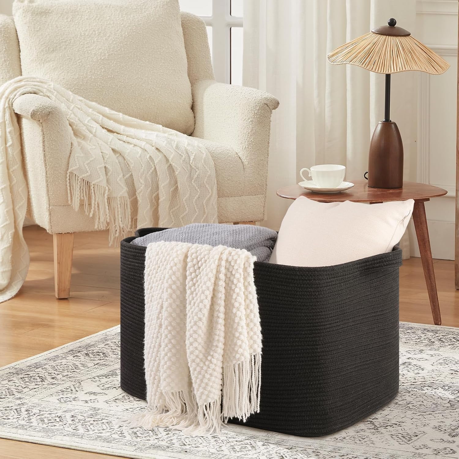 Extra Large Blanket Basket For Living Roomnull