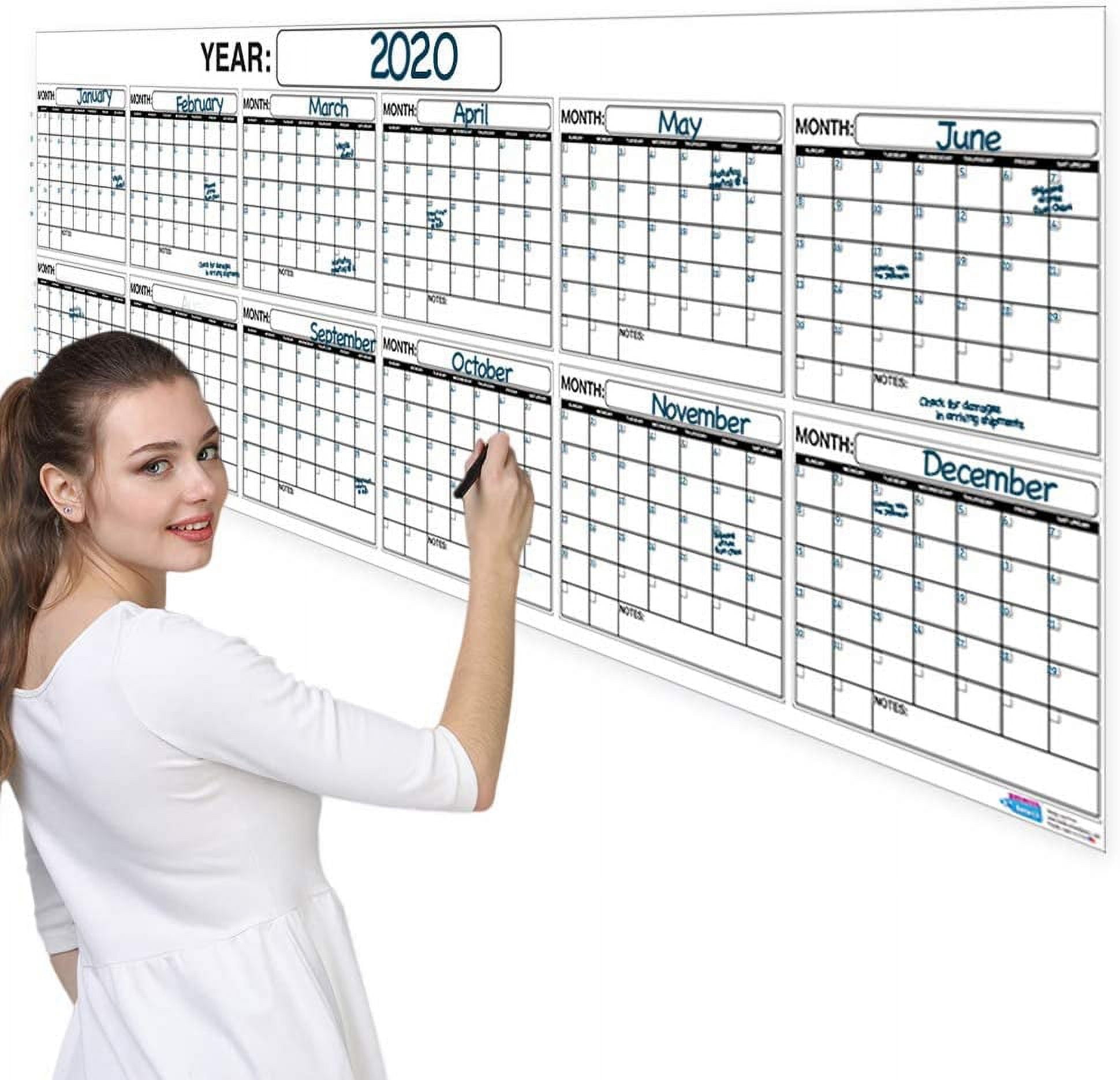 Extra Large 12 Month Dry Erase Wall Calendar Planner Organizer 36x96