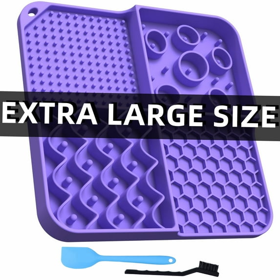 Extra Large 12”x12” Lick Mat for Dogs Cats with Suction Cups, Dog Peanut Butter Lick Mat for Anxiety Relief Bathing Training and Grooming