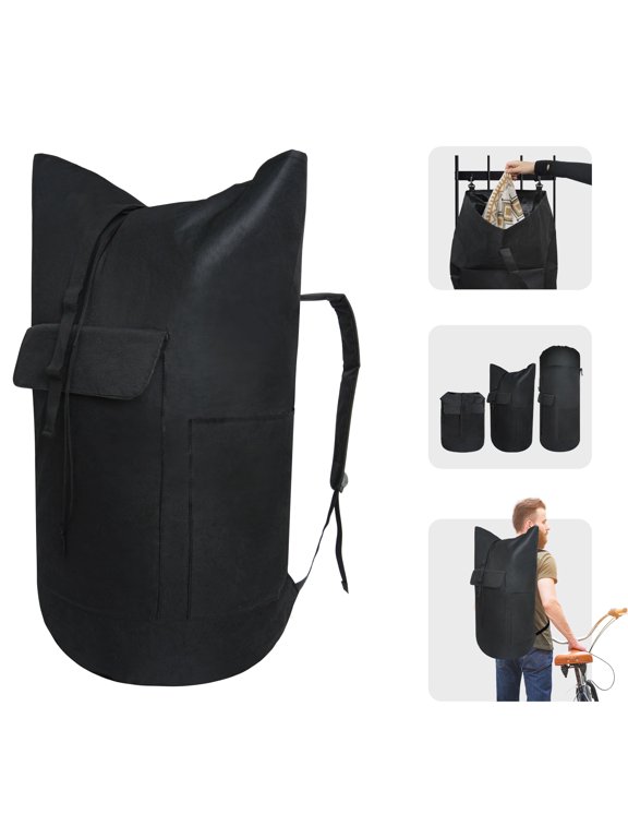 Extra Large 125L Laundry Bag with Strong Adjustable Shoulder Straps, Heavy Duty Laundry Backpack with Drawstring Closure, Laundromat Bag for Travel, College, Laundromat and Apartment, Black