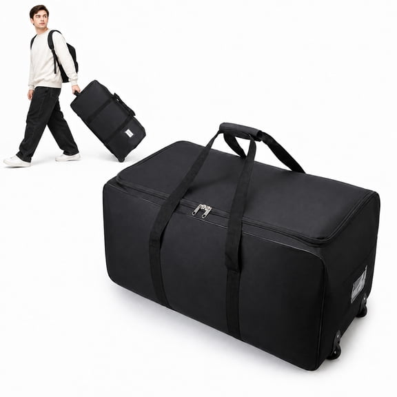 Extra Large 128L Rolling Duffle Bag, Heavy Duty Moving Bags with Wheels, Portable Moving Storage Bags with handle, Travel Duffel Packing Bags for Travel, Camping, Moving, Black