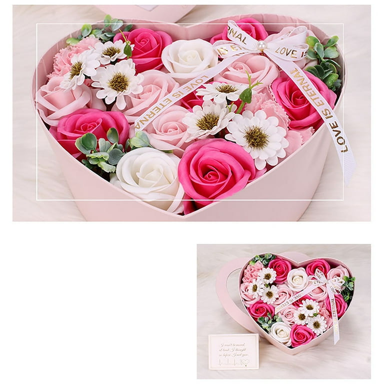 Pink Heart Box with Pink Scented Forever Roses Pink Heart Box with Pink Scented Forever Roses