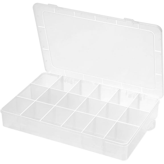 Extra Large 18 Grids Bead Storage Container Tackle Box, Plastic Craft Organizer Compartment Box with Dividers for Jewelry, Art DIY, Washi Tapes, Fishing Box