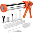 thumbnail image 1 of Extra Large 2.5 Pound Jerky Gun Kits, Jerky Maker Gun, Beef Jerky Gun, Stainless Steel Sausage Stuffer Jerky Making Gun with 5 Stainless Nozzles, 2 Cleaning Brushes, 1 Stomper, Orange, 1 of 7