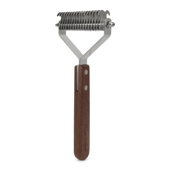 Extra Large 2-Sided Undercoat Rake for Dogs & Cats, Dog Brush for Shedding Remove Mats, Dematting Comb, Safe&Gentle Grooming Brush for German Shepherds Medium to Long-Haired Pets,Premium Wooden Handl