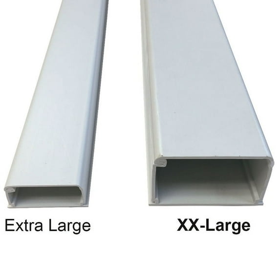 Extra Large - 2"W x 1.5"H - PVC Latching Cable Wire Cord Raceway - 5 Sticks (Total 25 Feet) - White