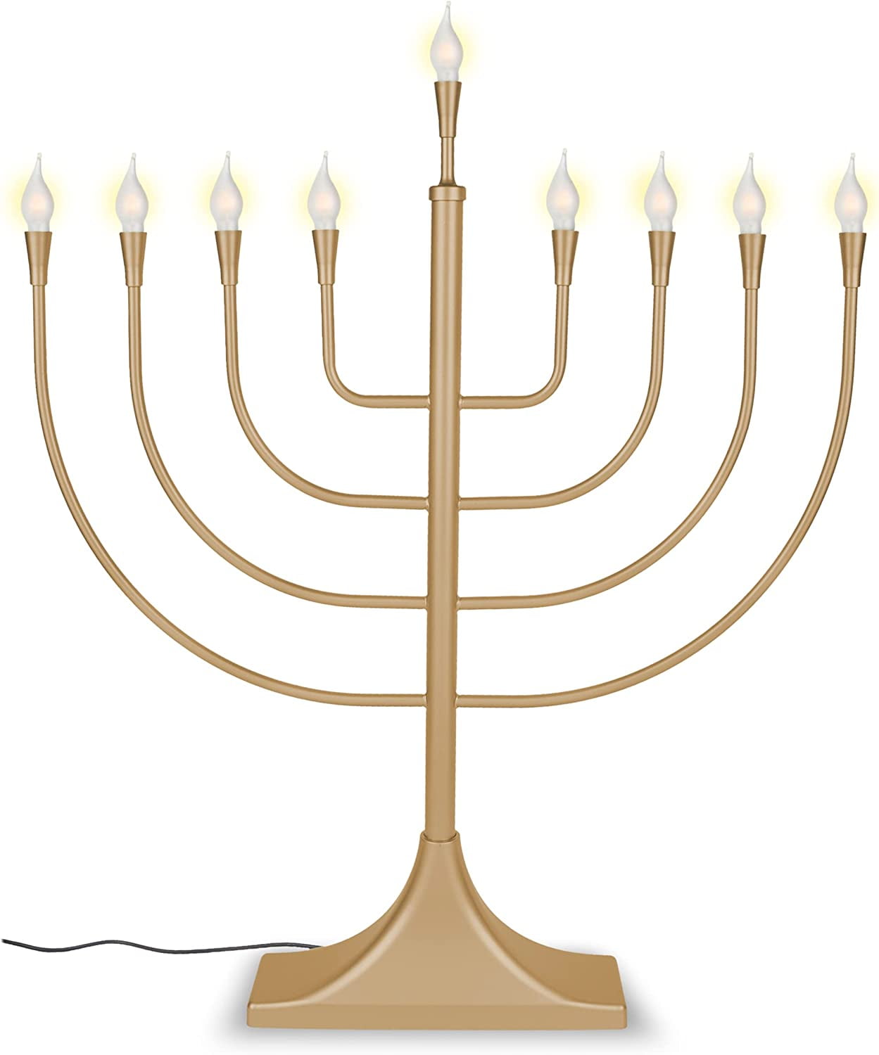 Extra Large 23" Satin Gold Electric Menorah with Frosted Bulbs